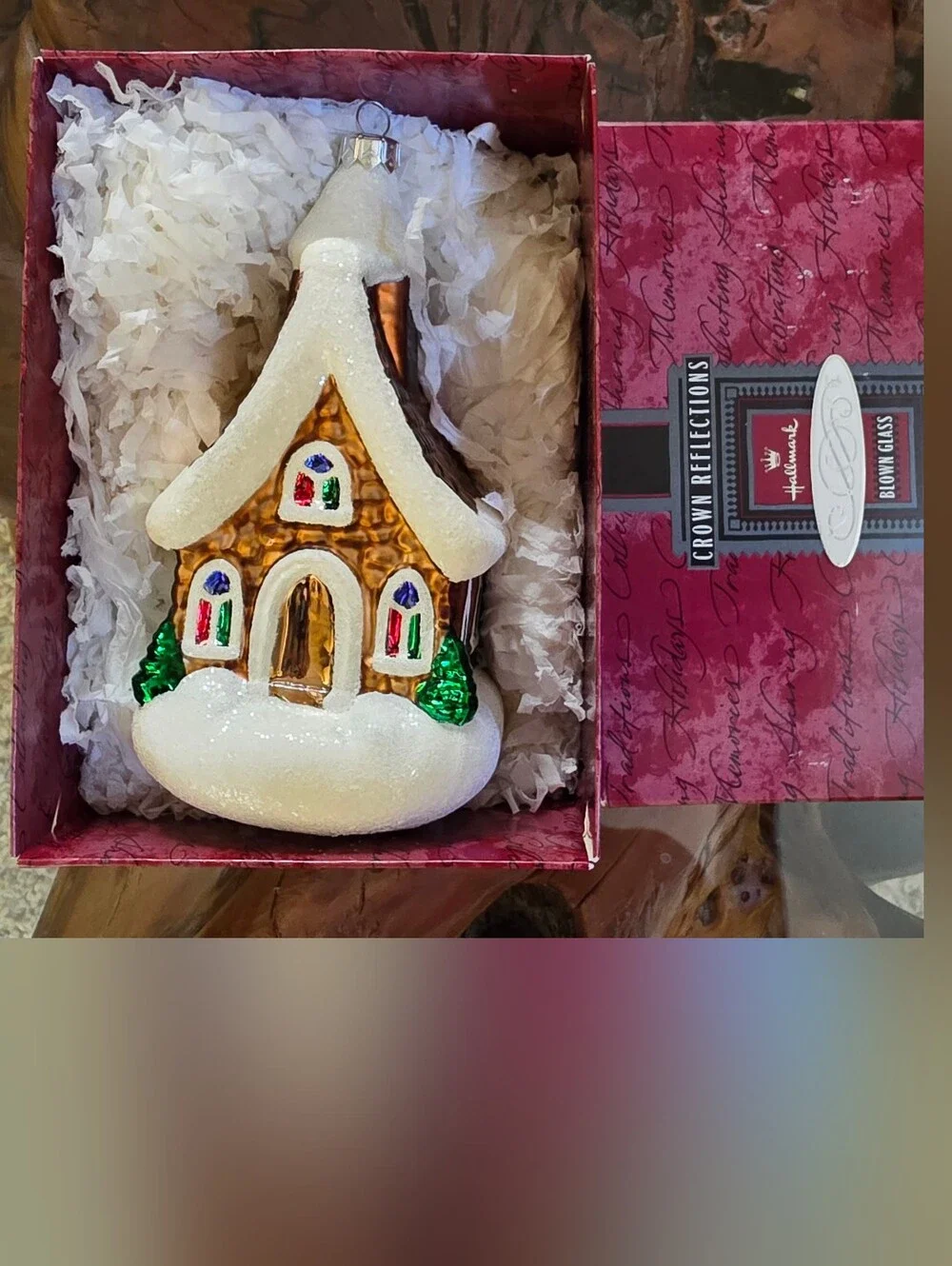 Hallmark 1998 Sugarplum Cottage Crown Reflections Blown Glass Ornament QBG6917 B